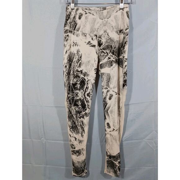 Varley Leggings Women's Small Var-Tech Black White Grey Marble Mesh Panels - Picture 3 of 13